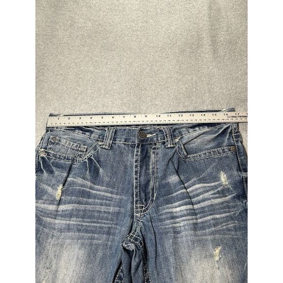 T.K. Axel Jeans Mens W32 L32 Wolcott Boot Cut Distressed Ripped Blue Denim - Picture 3 of 16